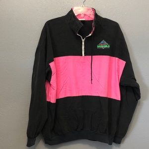 Bay Bridge windbreaker Women's size XL long sleeve black pink neon 1990s party